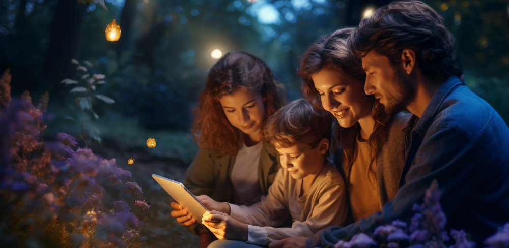 Family doing financial planning for child